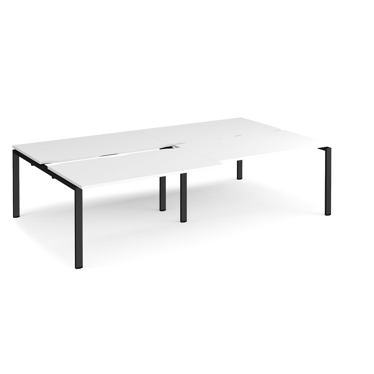 Adapt sliding top double back to back desks 2800mm x 1600mm - black frame, White Top - view 1