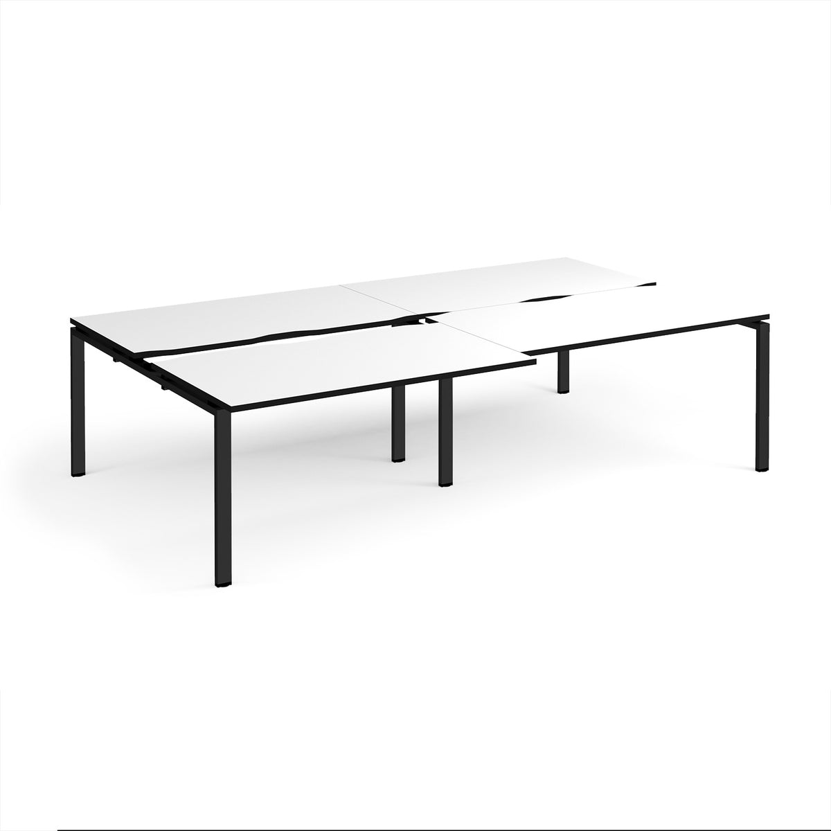 Adapt sliding top double back to back desks 2800mm x 1600mm - black frame, White Top, black edge - view 1