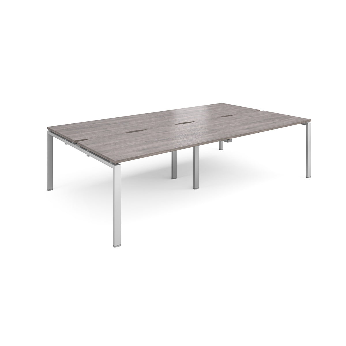 Adapt sliding top double back to back desks 2800mm x 1600mm - silver frame, Grey Oak Top - view 1