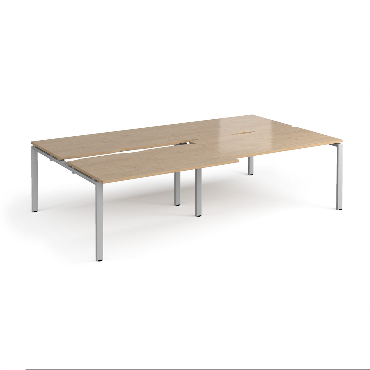 Adapt sliding top double back to back desks 2800mm x 1600mm - silver frame, Kendal Oak Top - view 1