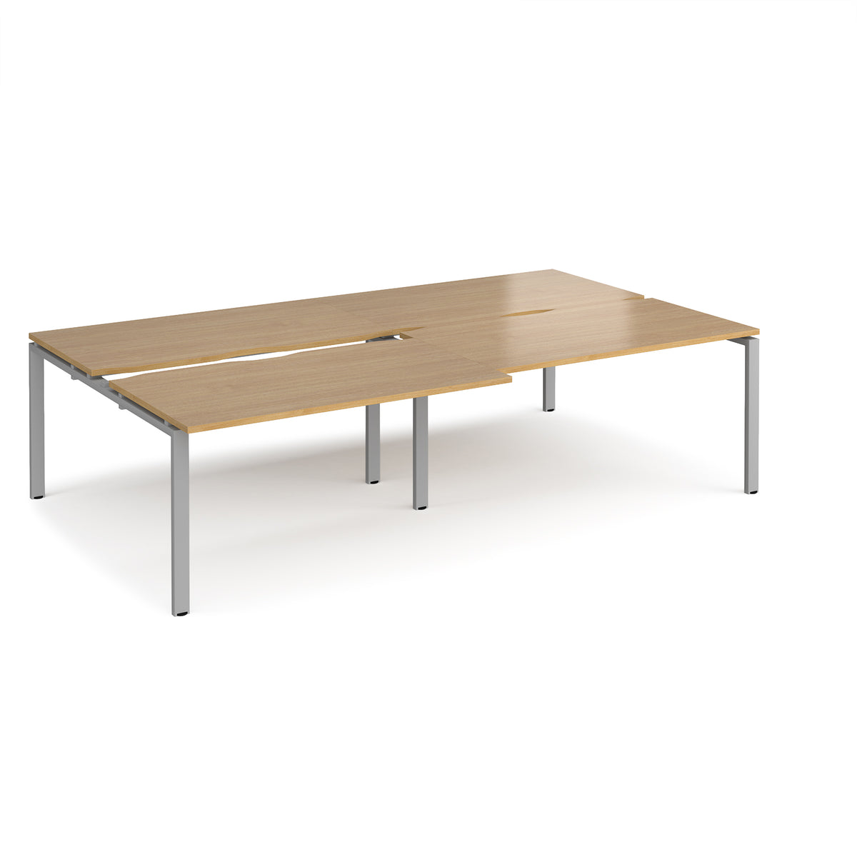 Adapt sliding top double back to back desks 2800mm x 1600mm - silver frame, Oak Top - view 1