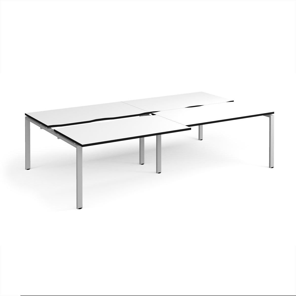 Adapt sliding top double back to back desks 2800mm x 1600mm - silver frame, White Top, black edge - view 1
