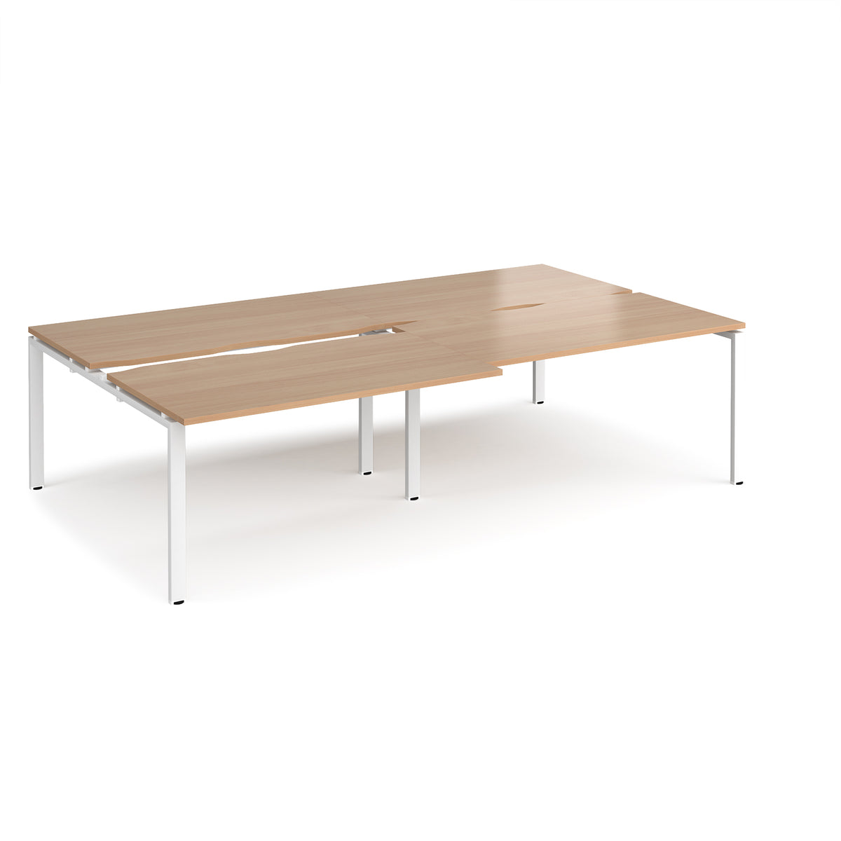 Adapt sliding top double back to back desks 2800mm x 1600mm - white frame, Beech top - view 1