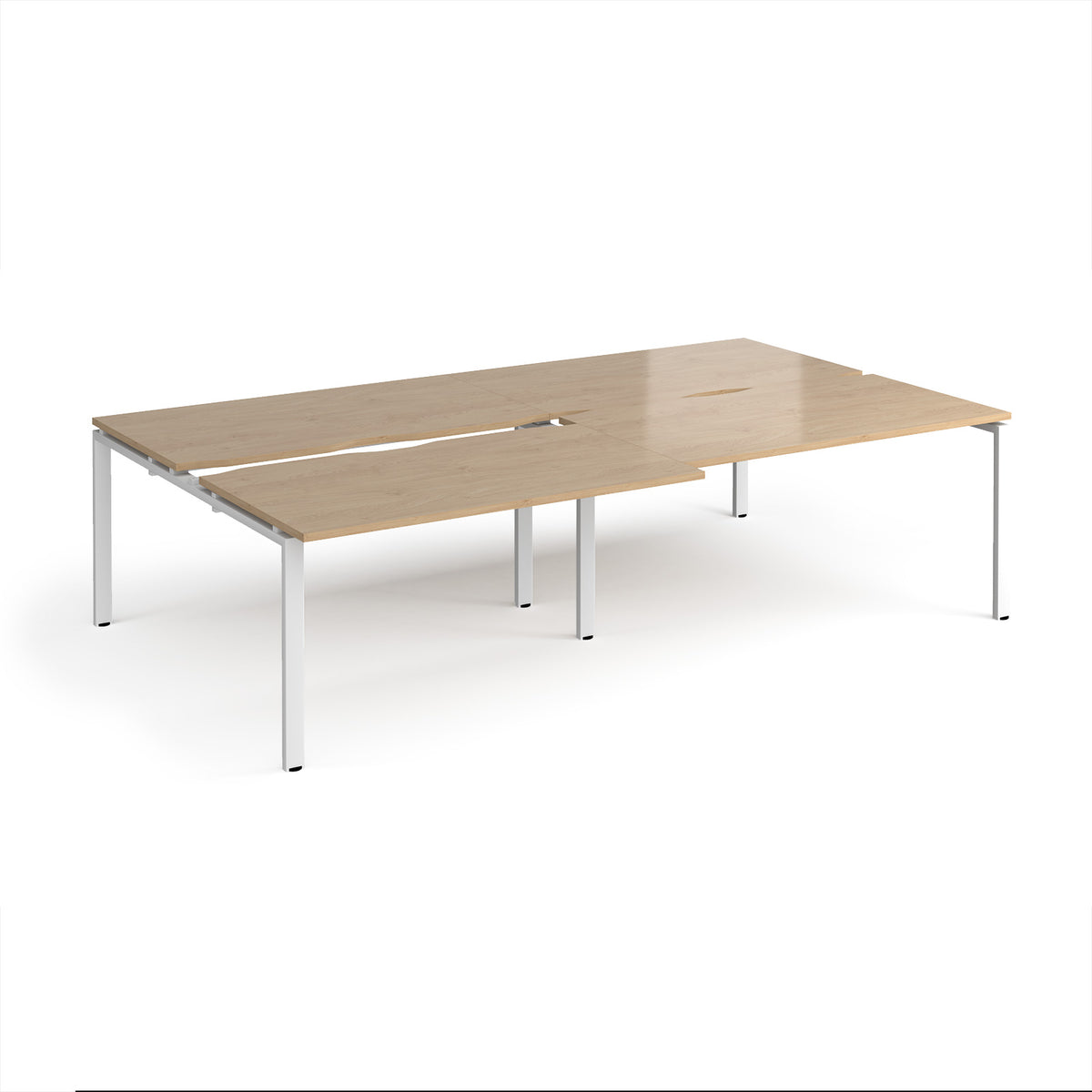 Adapt sliding top double back to back desks 2800mm x 1600mm - white frame, Kendal Oak Top - view 1