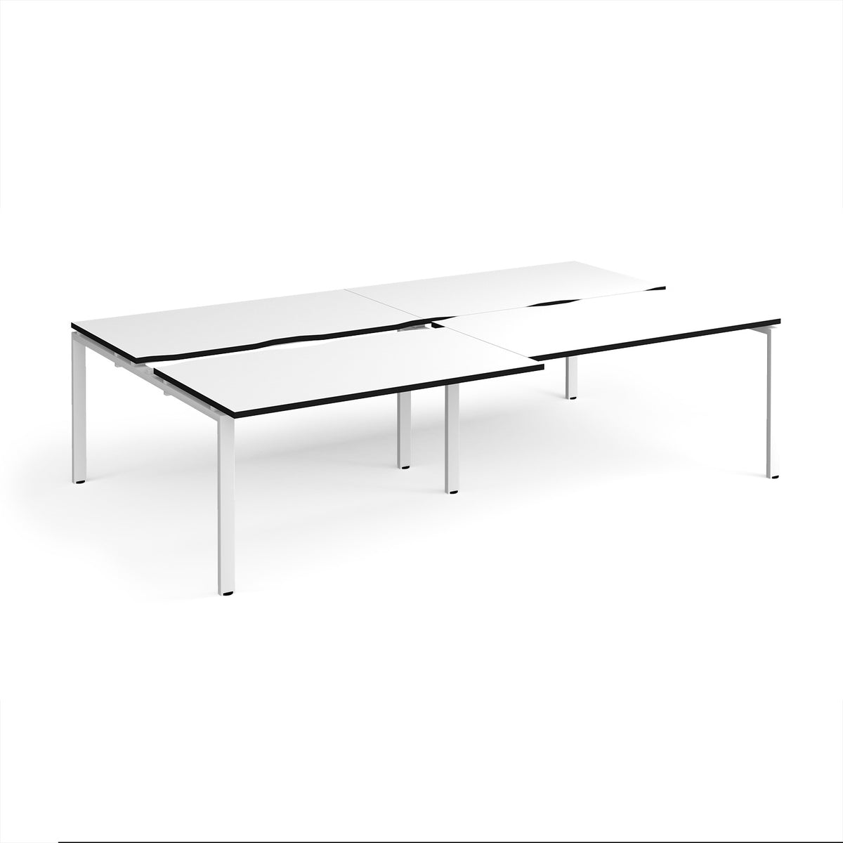 Adapt sliding top double back to back desks 2800mm x 1600mm - white frame, White Top, black edge - view 1