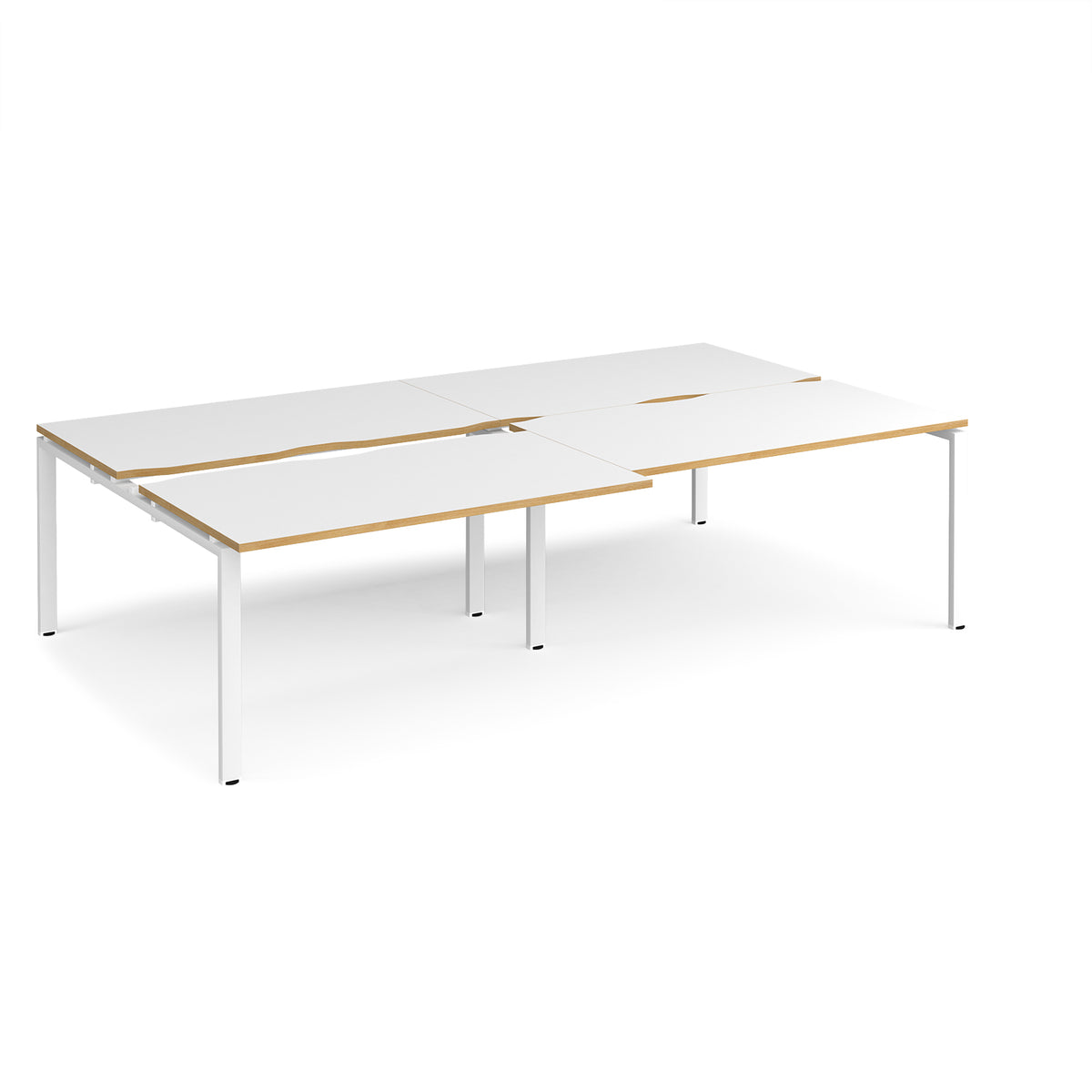 Adapt sliding top double back to back desks 2800mm x 1600mm - white frame, White Top with oak edging - view 1