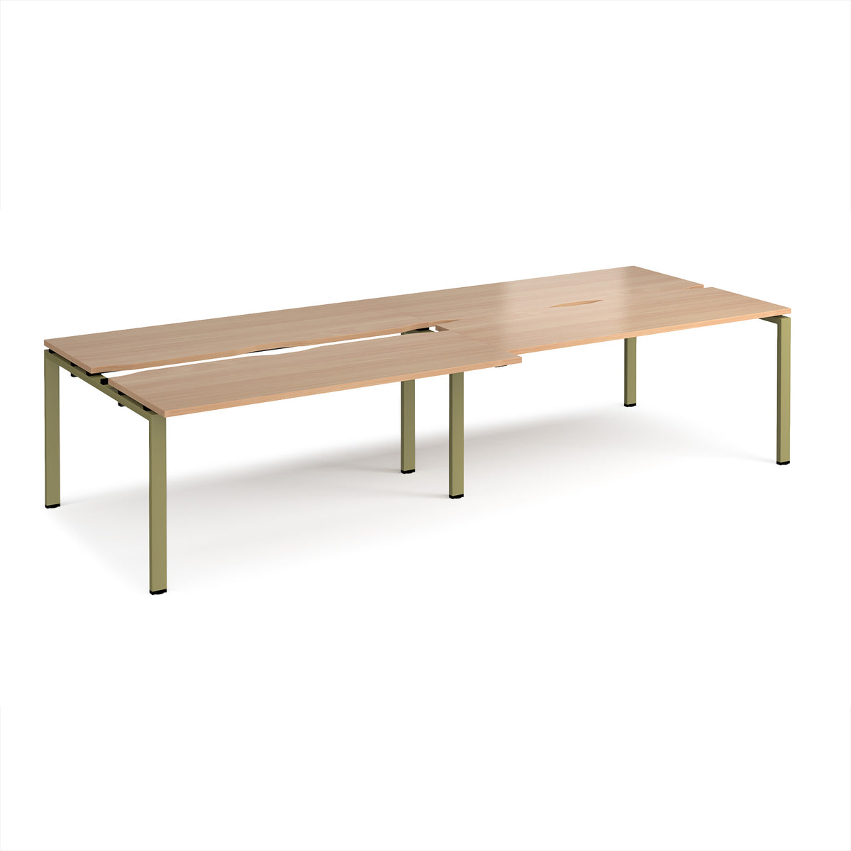 Adapt sliding top double back to back desks 3200mm x 1200mm - green frame, Beech top - view 1