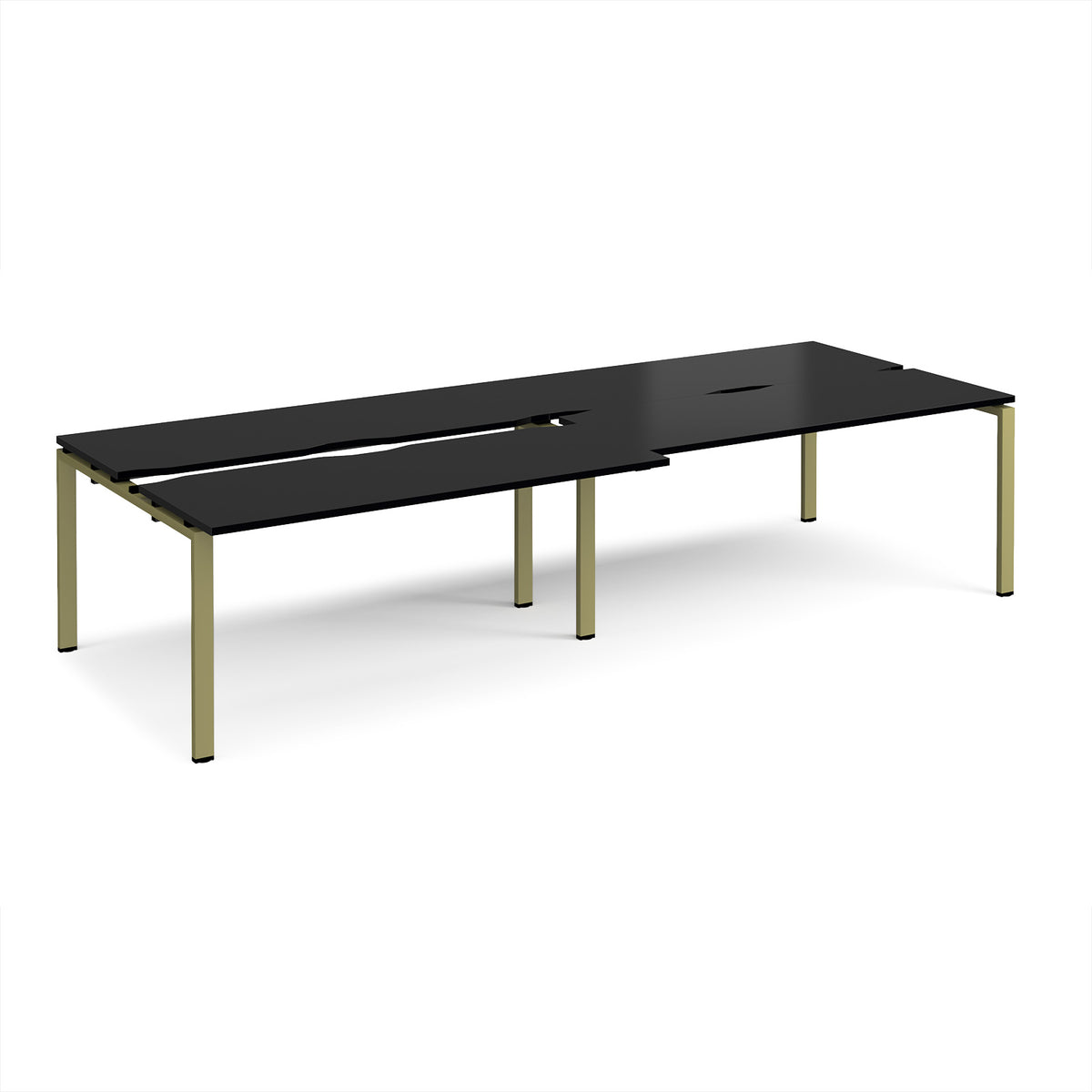 Adapt sliding top double back to back desks 3200mm x 1200mm - green frame, black top - view 1