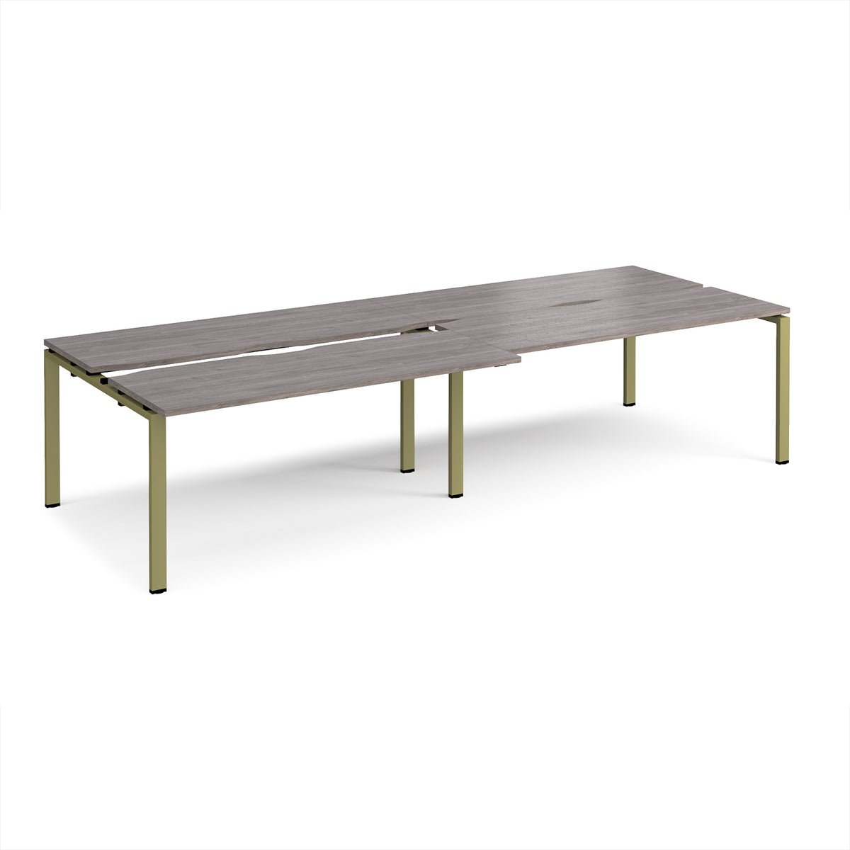 Adapt sliding top double back to back desks 3200mm x 1200mm - green frame, Grey Oak Top - view 1