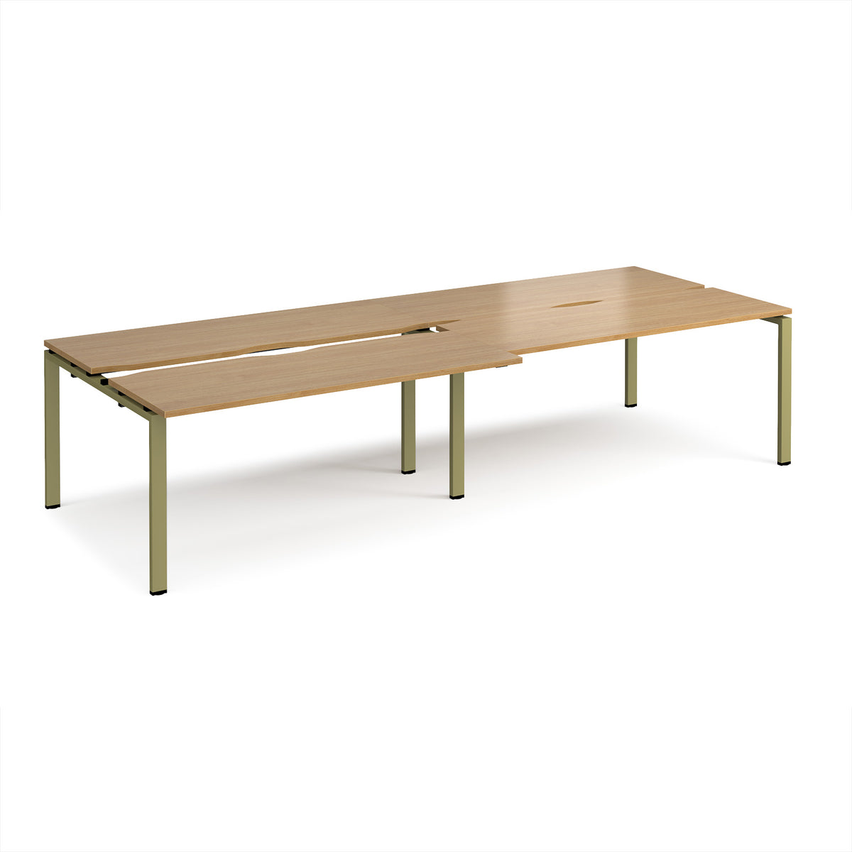 Adapt sliding top double back to back desks 3200mm x 1200mm - green frame, Oak Top - view 1