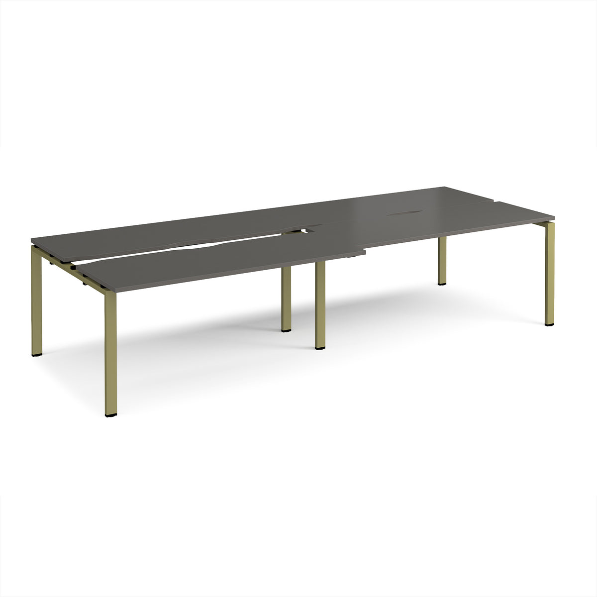 Adapt sliding top double back to back desks 3200mm x 1200mm - green frame, storm grey top - view 1