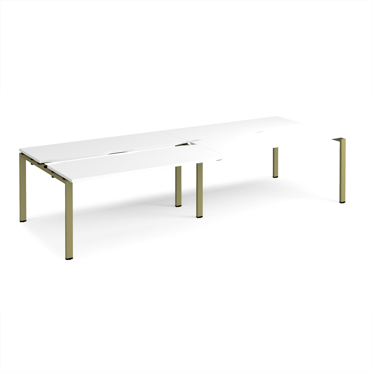 Adapt sliding top double back to back desks 3200mm x 1200mm - green frame, White Top - view 1