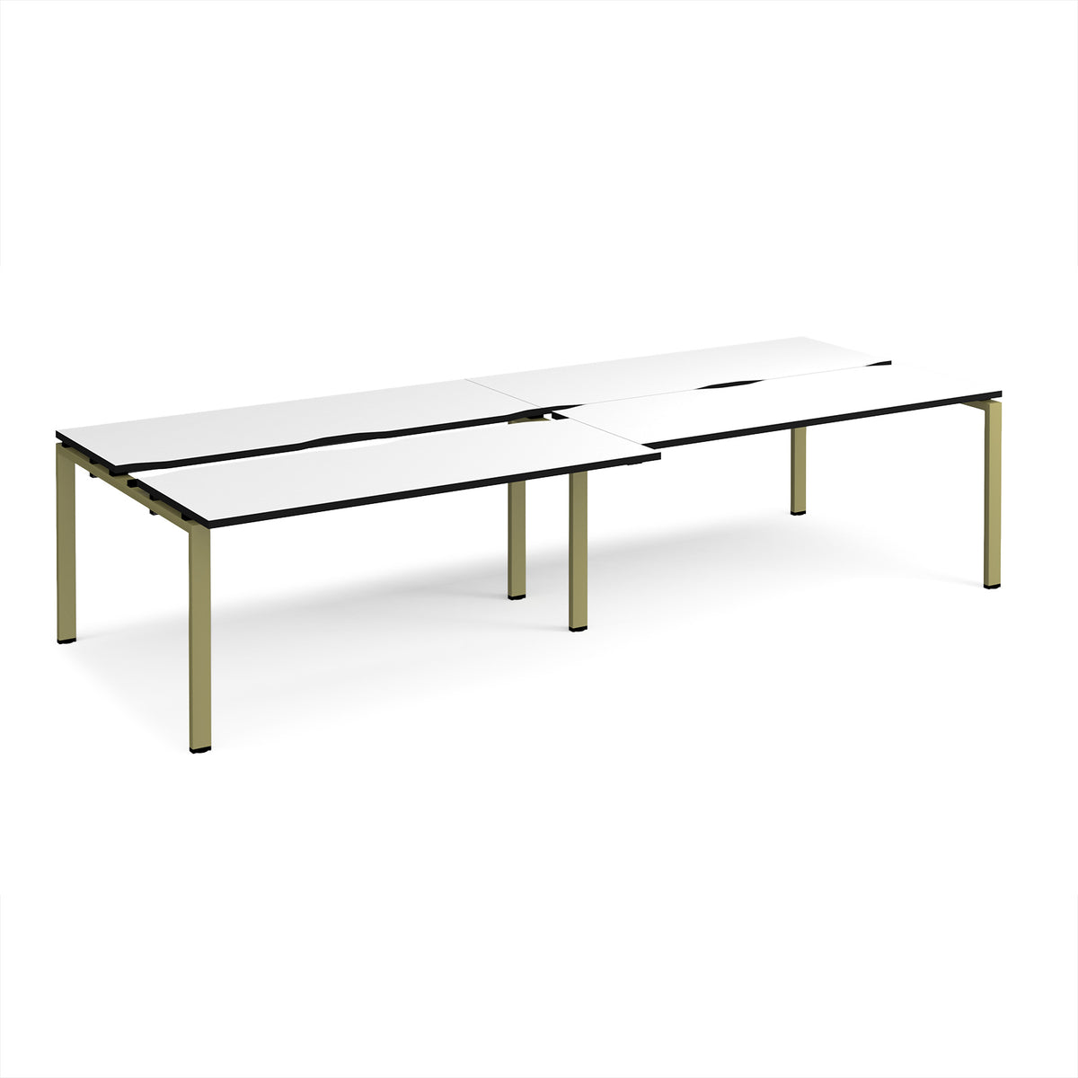 Adapt sliding top double back to back desks 3200mm x 1200mm - green frame, White Top, black edge - view 1