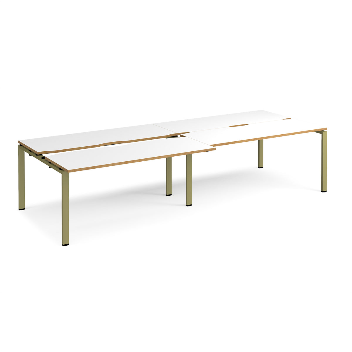 Adapt sliding top double back to back desks 3200mm x 1200mm - green frame, White Top, oak edge - view 1