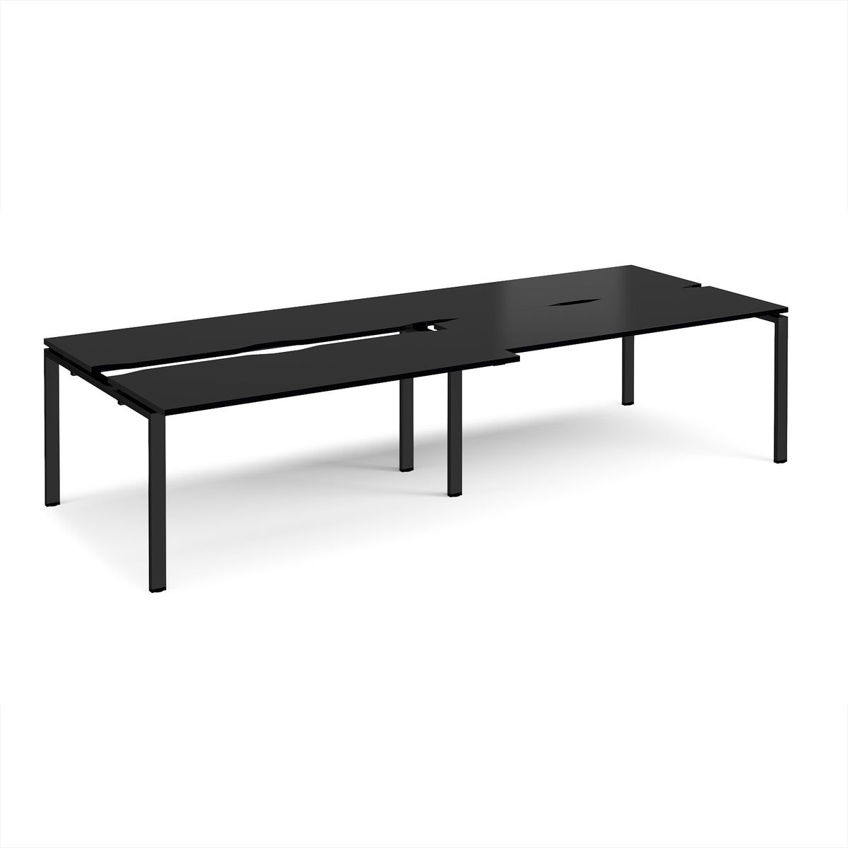 Adapt sliding top double back to back desks 3200mm x 1200mm - black frame, black top - view 1