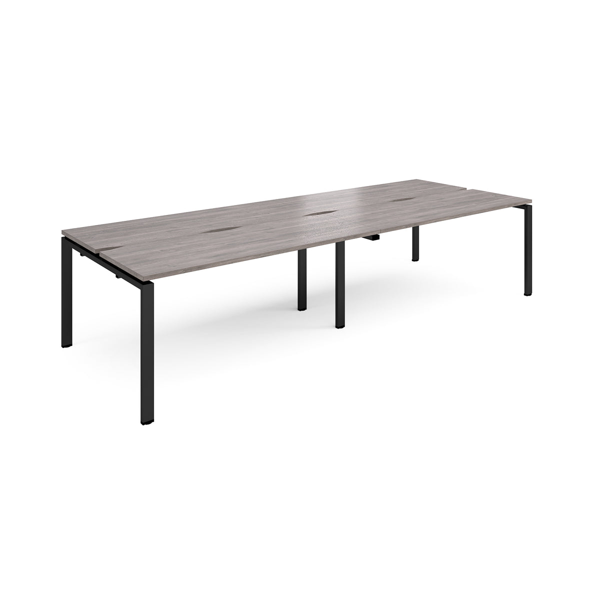 Adapt sliding top double back to back desks 3200mm x 1200mm - black frame, Grey Oak Top - view 1