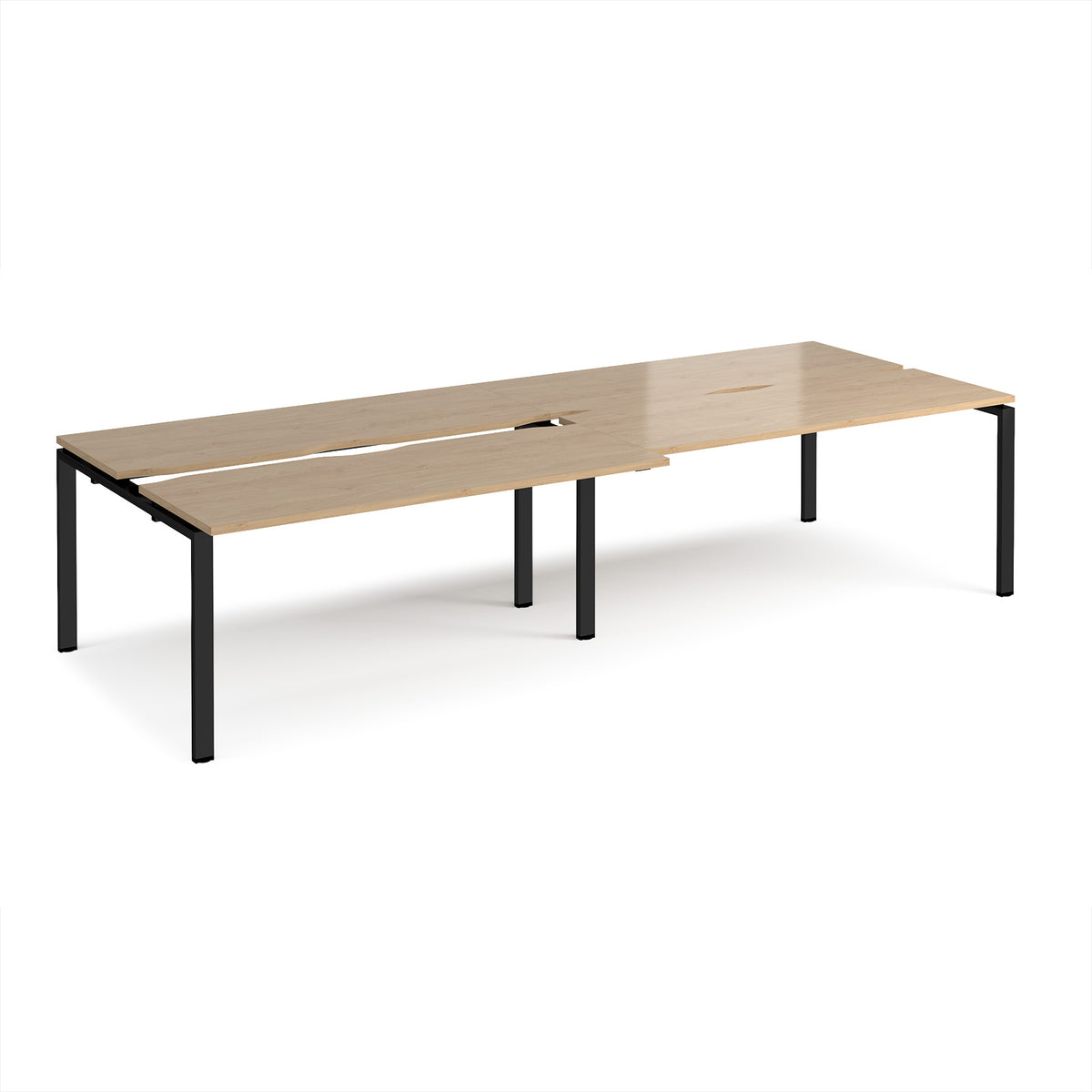 Adapt sliding top double back to back desks 3200mm x 1200mm - black frame, Kendal Oak Top - view 1