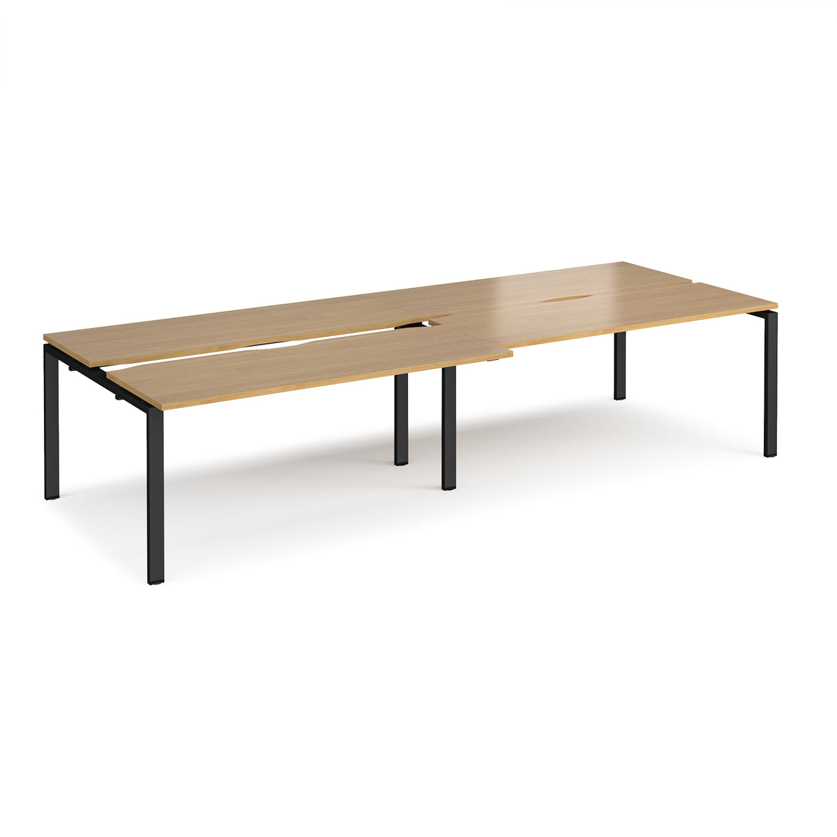 Adapt sliding top double back to back desks 3200mm x 1200mm - black frame, Oak Top - view 1