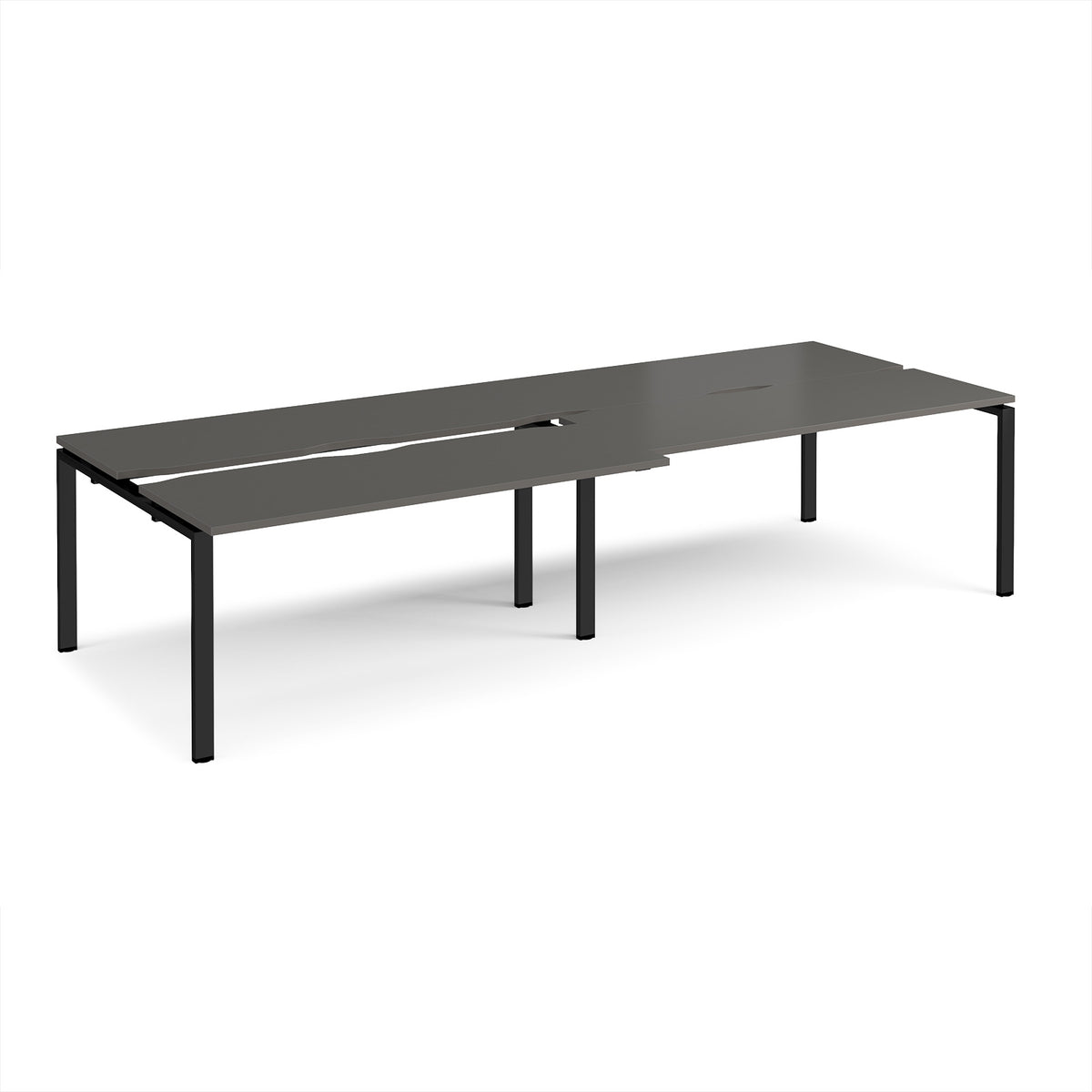 Adapt sliding top double back to back desks 3200mm x 1200mm - black frame, storm grey top - view 1