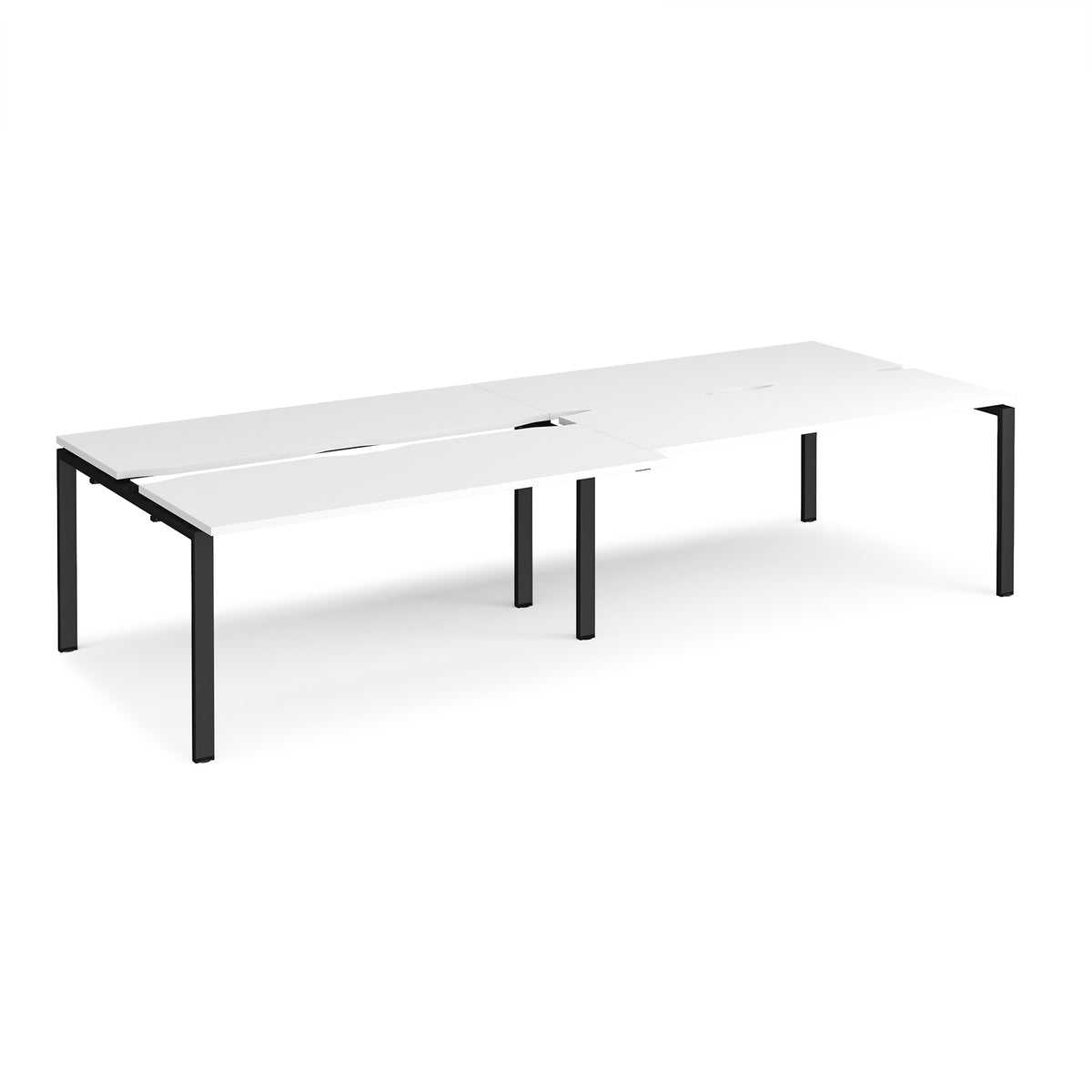 Adapt sliding top double back to back desks 3200mm x 1200mm - black frame, White Top - view 1