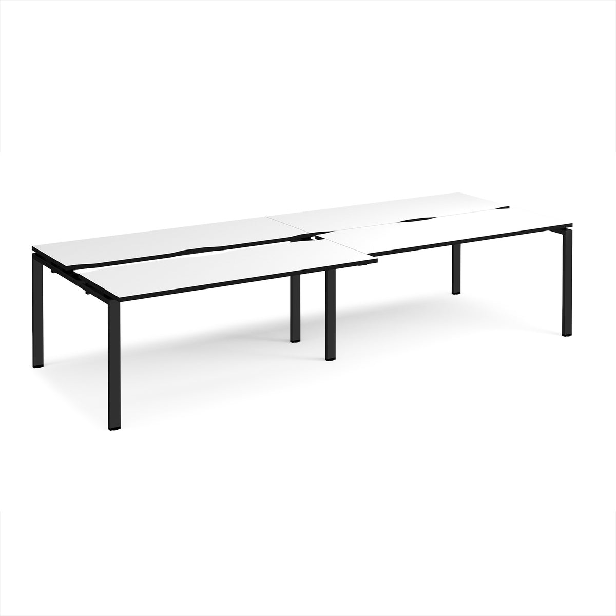 Adapt sliding top double back to back desks 3200mm x 1200mm - black frame, White Top, black edge - view 1