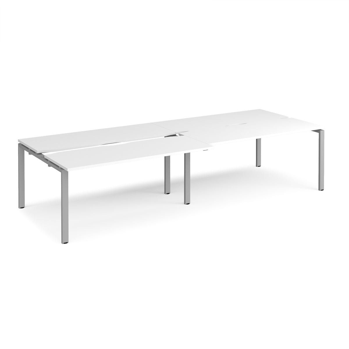 Adapt sliding top double back to back desks 3200mm x 1200mm - silver frame, White Top - view 1