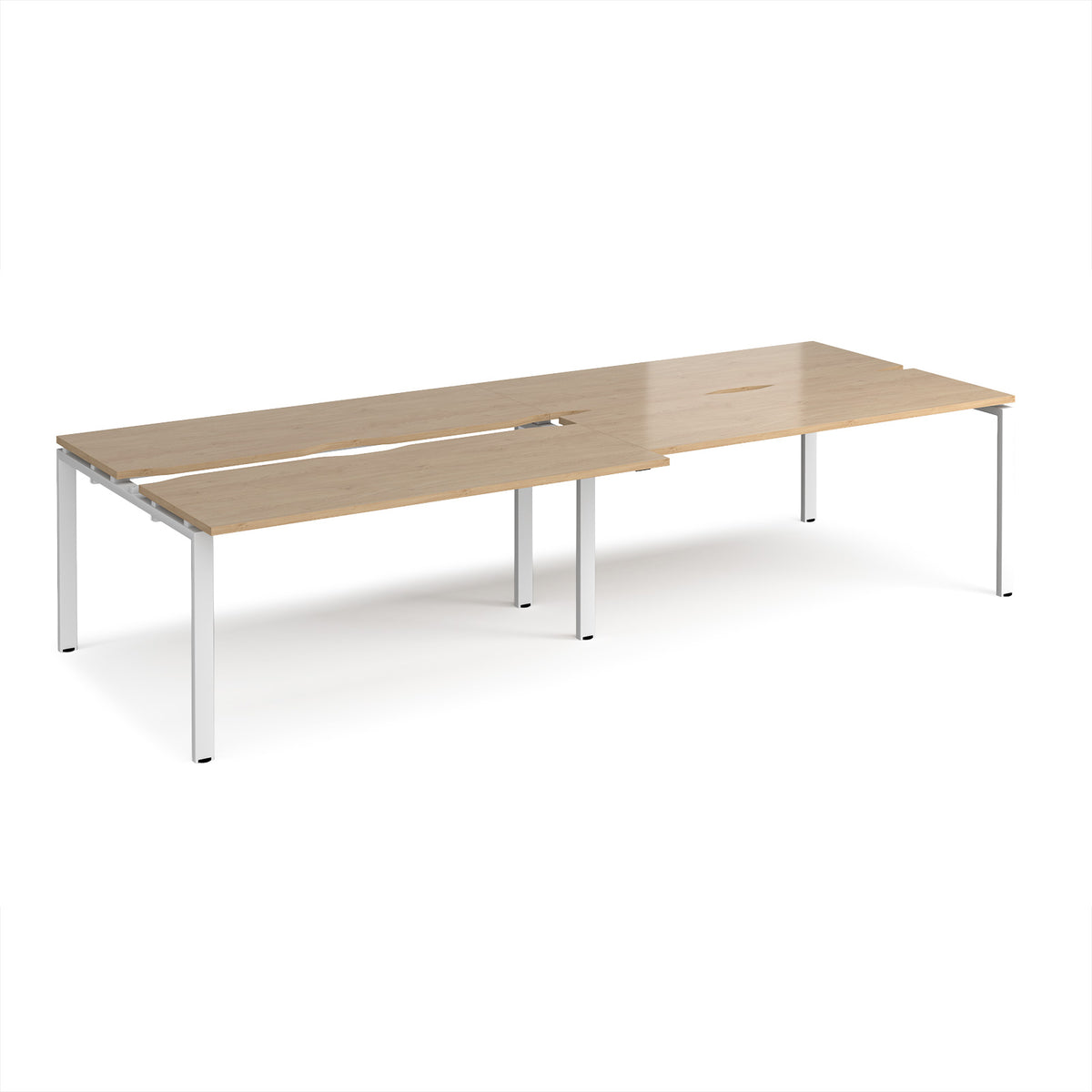 Adapt sliding top double back to back desks 3200mm x 1200mm - white frame, Kendal Oak Top - view 1