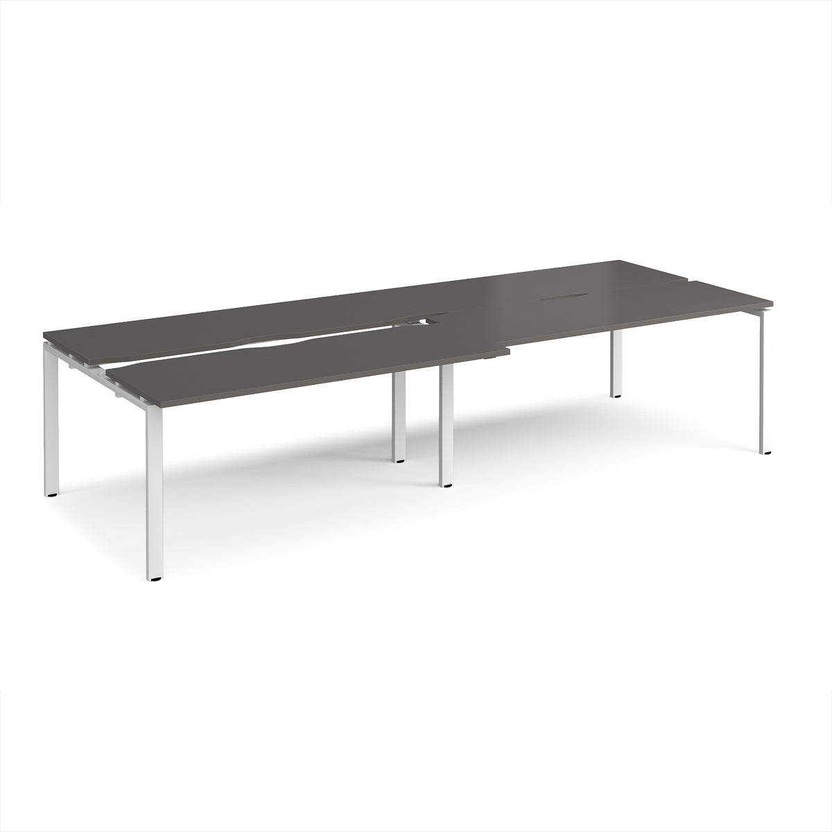 Adapt sliding top double back to back desks 3200mm x 1200mm - white frame, storm grey top - view 1