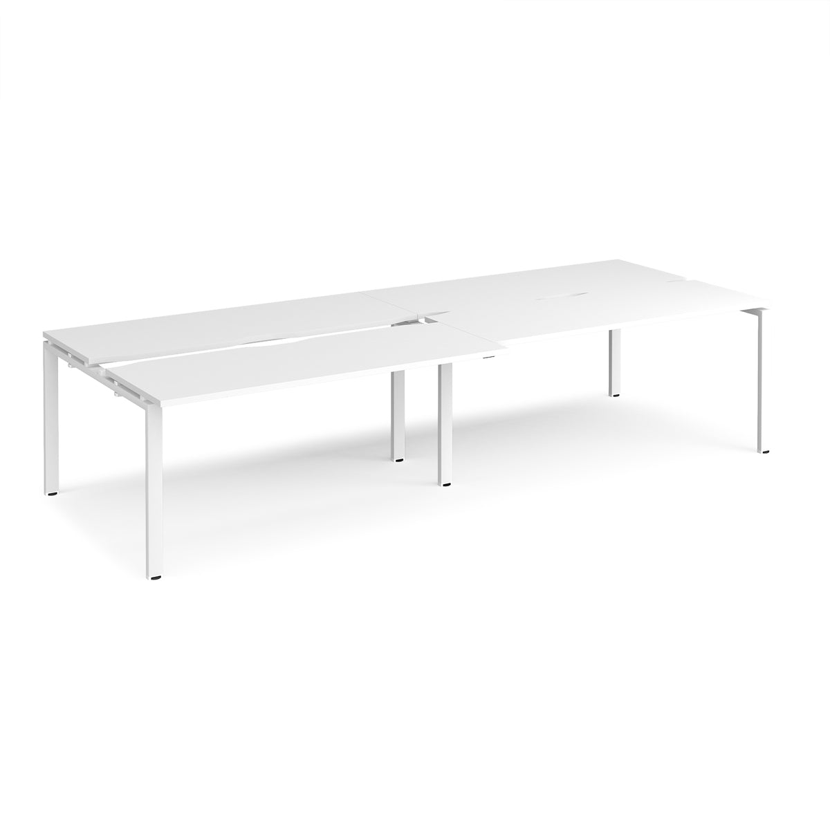 Adapt sliding top double back to back desks 3200mm x 1200mm - white frame, White Top - view 1