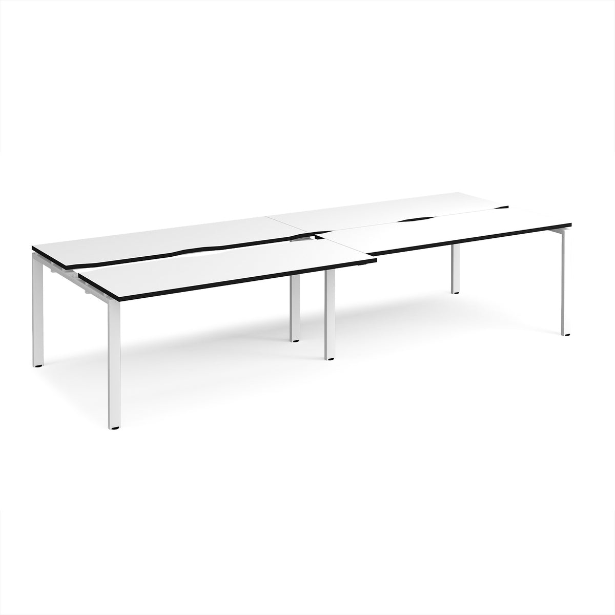 Adapt sliding top double back to back desks 3200mm x 1200mm - white frame, White Top, black edge - view 1