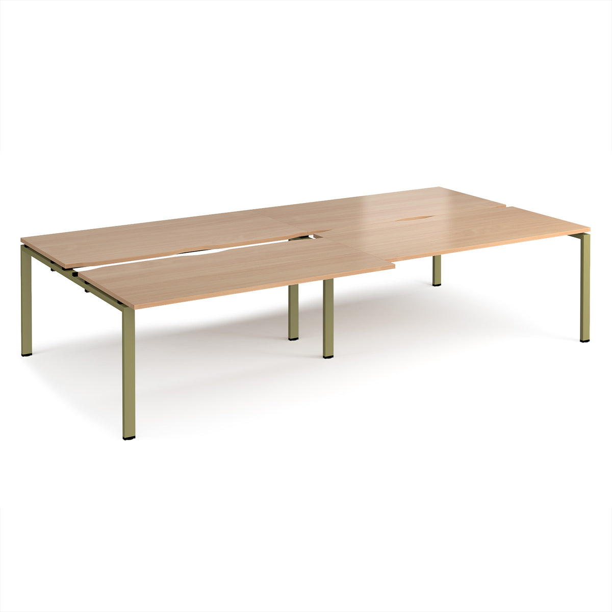 Adapt sliding top double back to back desks 3200mm x 1600mm - green frame, Beech top - view 1