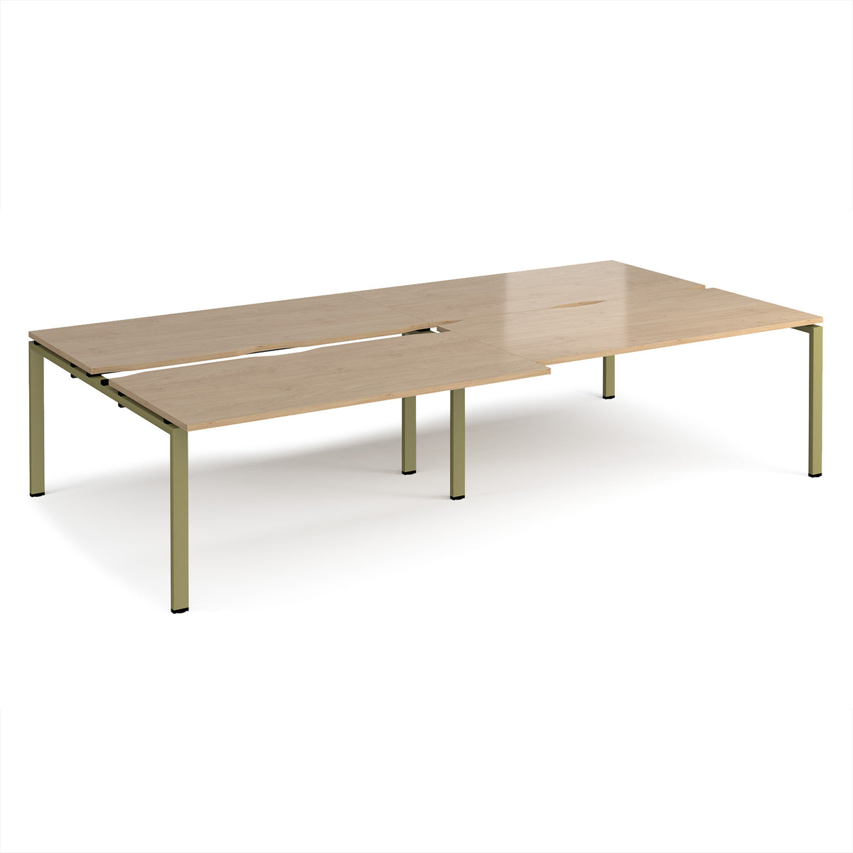 Adapt sliding top double back to back desks 3200mm x 1600mm - green frame, Kendal Oak Top - view 1