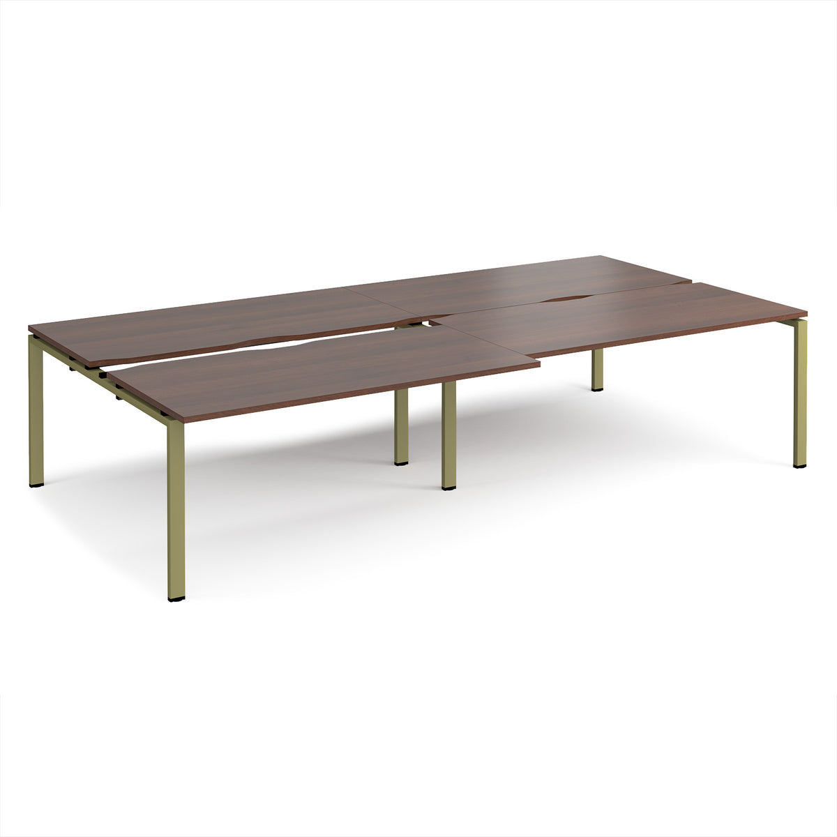 Adapt sliding top double back to back desks 3200mm x 1600mm - green frame, Walnut top - view 1