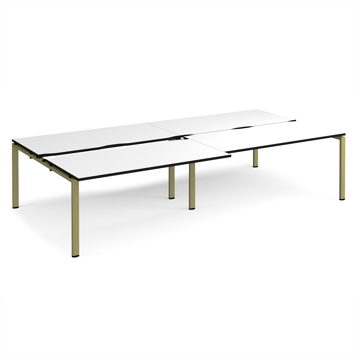 Adapt sliding top double back to back desks 3200mm x 1600mm - green frame, White Top, black edge - view 1