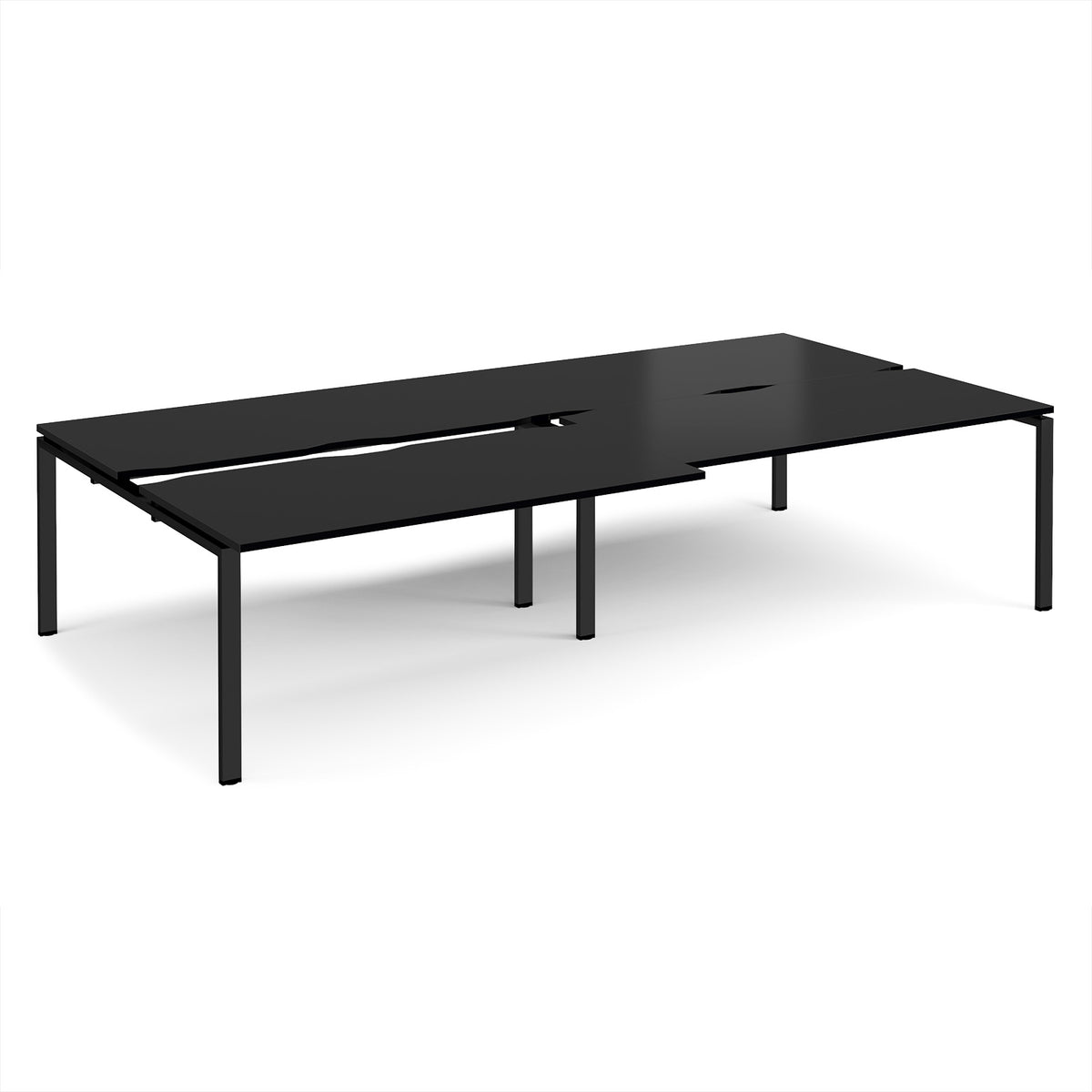 Adapt sliding top double back to back desks 3200mm x 1600mm - black frame, black top - view 1