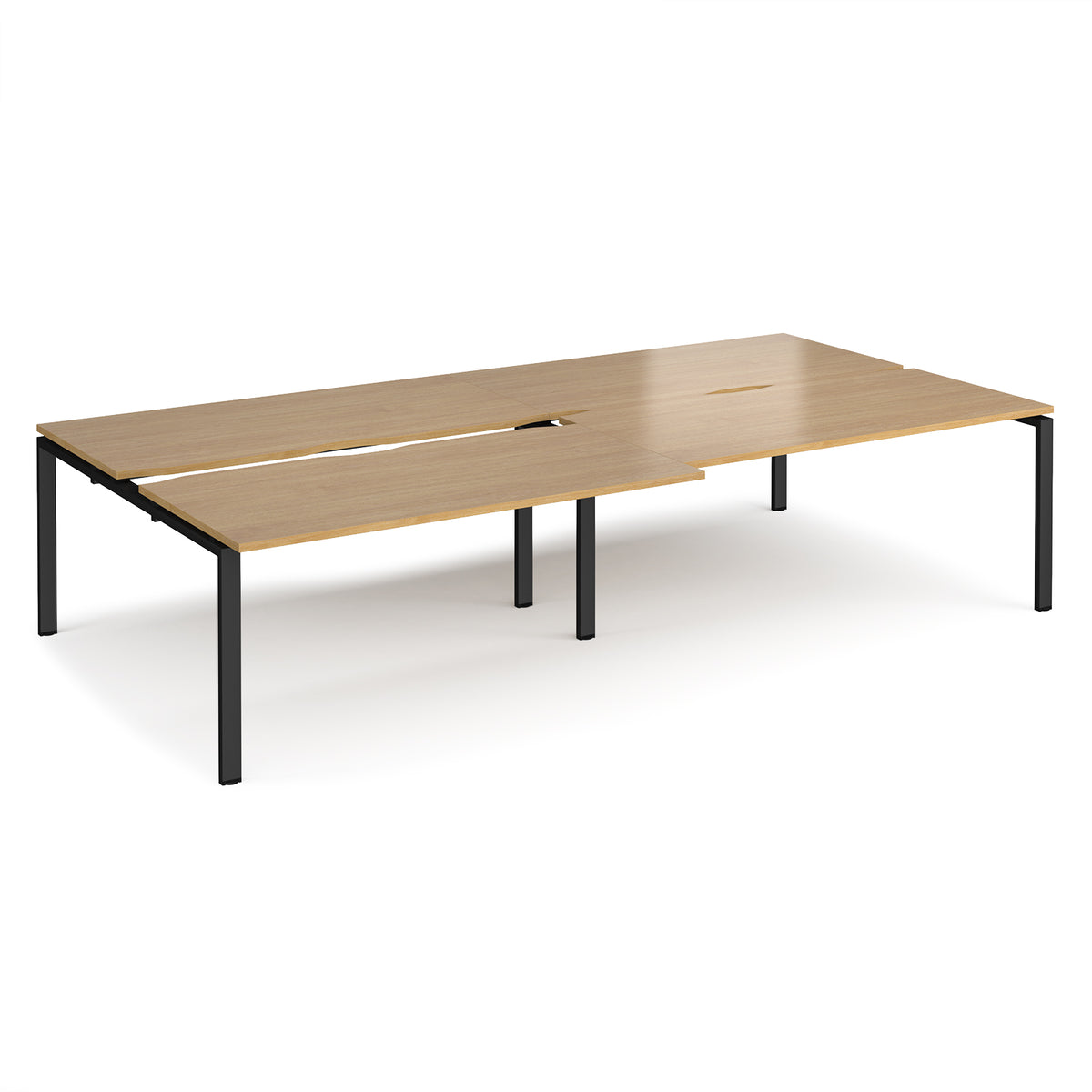 Adapt sliding top double back to back desks 3200mm x 1600mm - black frame, Oak Top - view 1