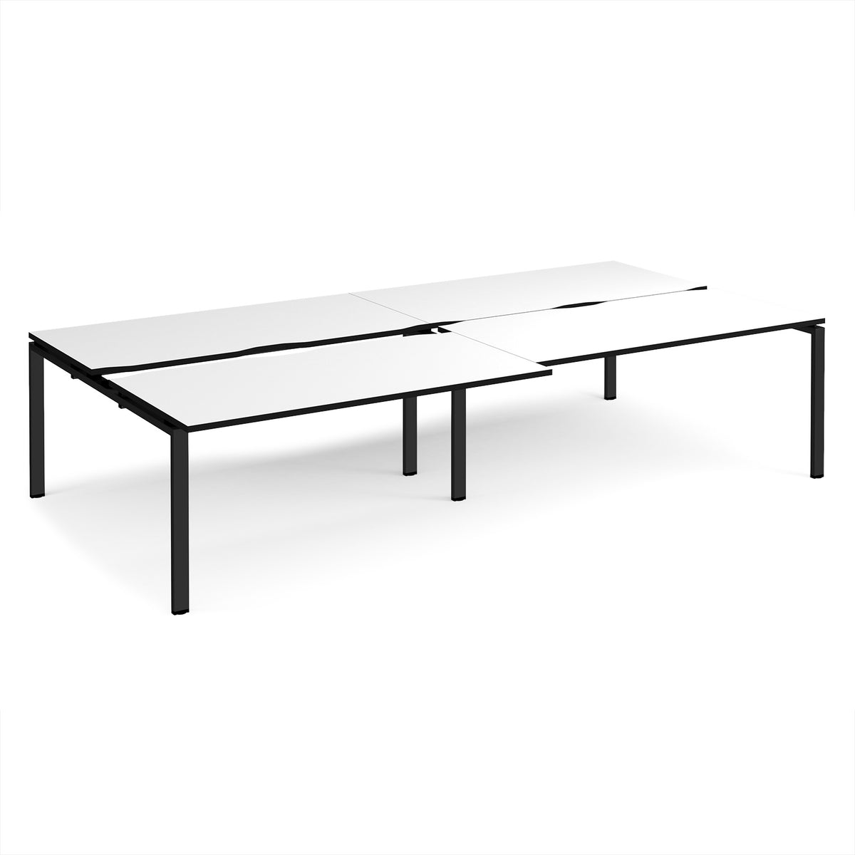 Adapt sliding top double back to back desks 3200mm x 1600mm - black frame, White Top, black edge - view 1