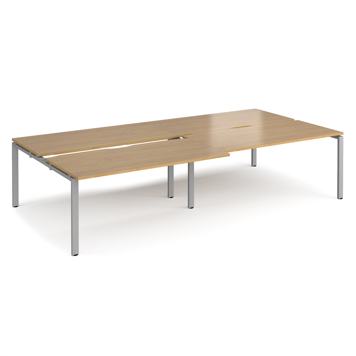 Adapt sliding top double back to back desks 3200mm x 1600mm - silver frame, Oak Top - view 1
