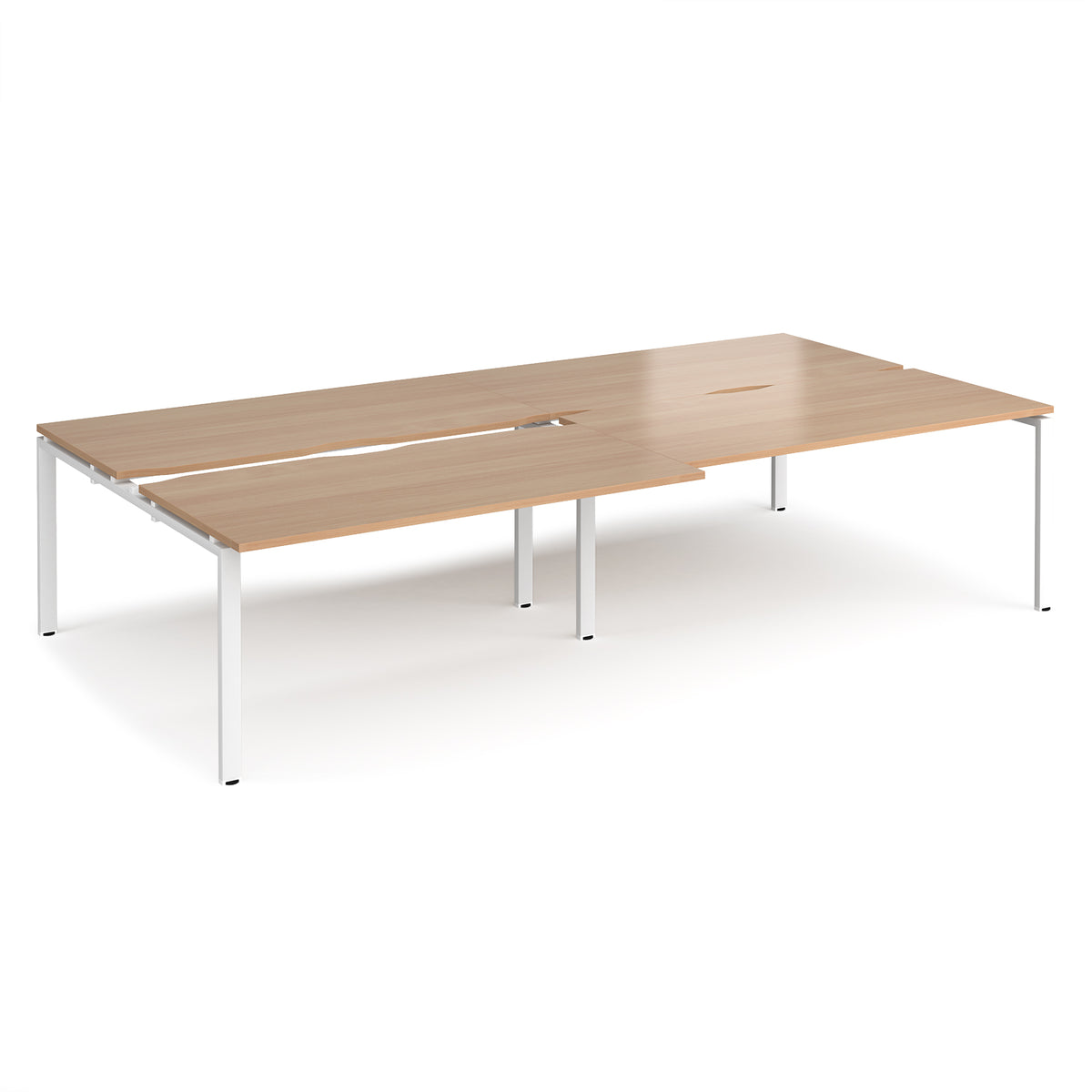 Adapt sliding top double back to back desks 3200mm x 1600mm - white frame, Beech top - view 1