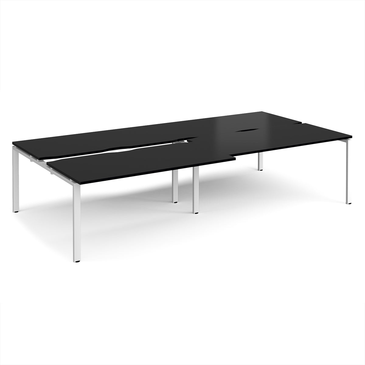 Adapt sliding top double back to back desks 3200mm x 1600mm - white frame, black top - view 1