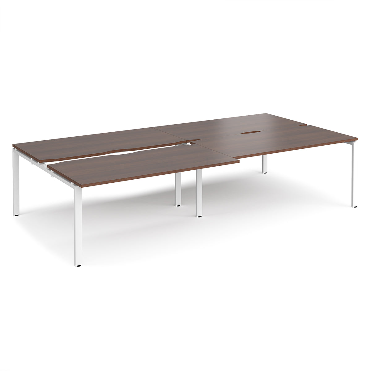 Adapt sliding top double back to back desks 3200mm x 1600mm - white frame, Walnut top - view 1