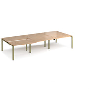 Adapt sliding top triple back to back desks 3600mm x 1600mm - green frame, Beech top - view 1