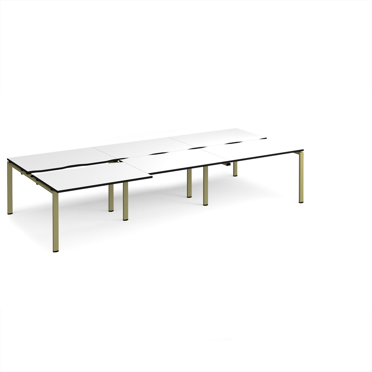Adapt sliding top triple back to back desks 3600mm x 1600mm - green frame, White Top, black edge - view 1