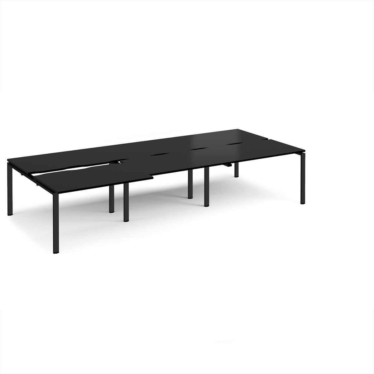 Adapt sliding top triple back to back desks 3600mm x 1600mm - black frame, black top - view 1
