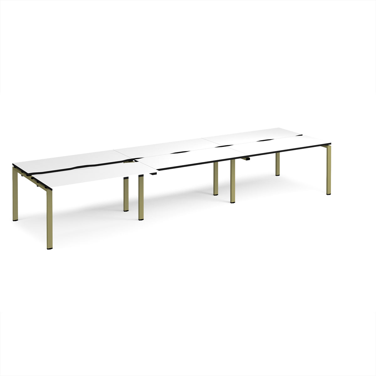 Adapt sliding top triple back to back desks 4200mm x 1200mm - green frame, White Top, black edge - view 1