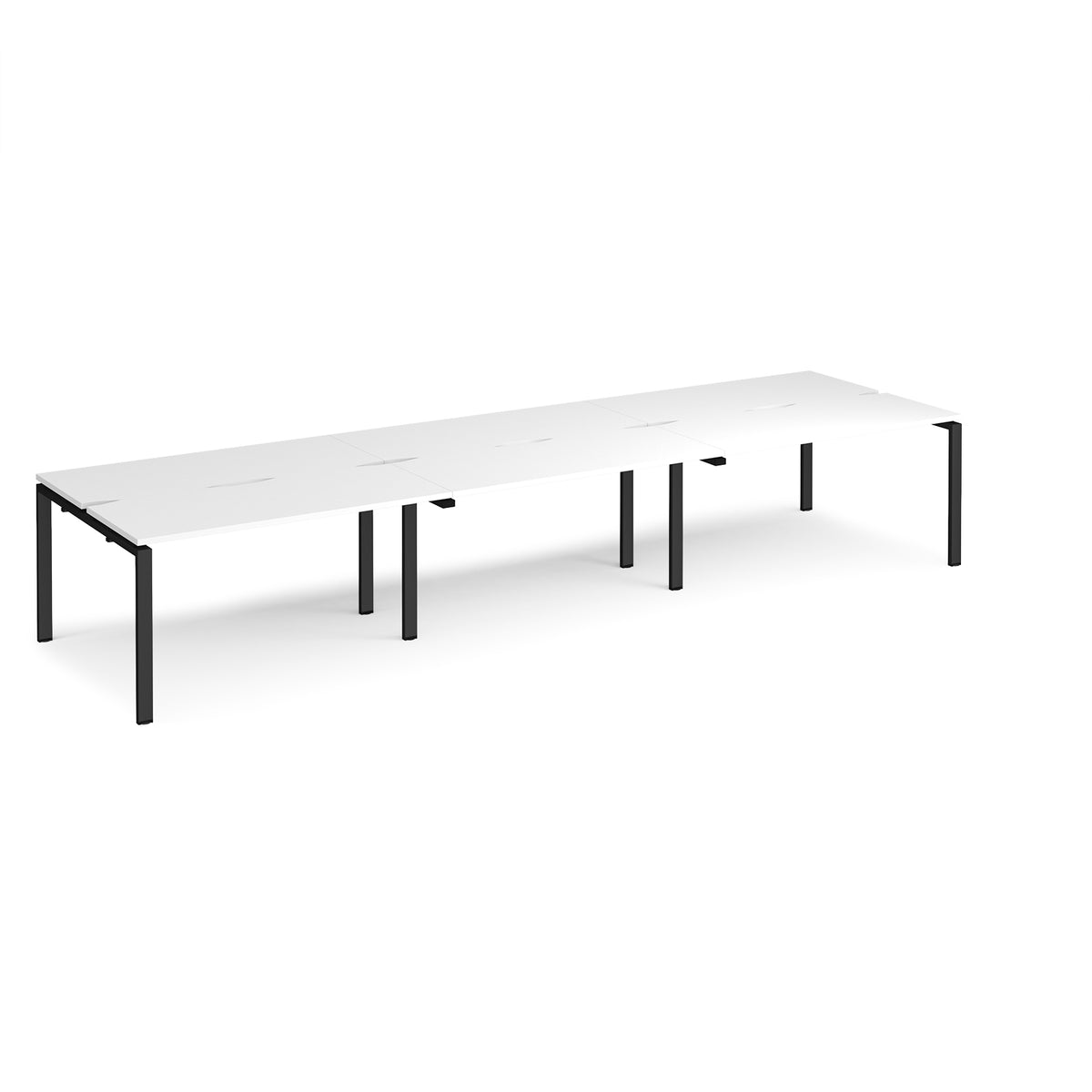 Adapt sliding top triple back to back desks 4200mm x 1200mm - black frame, White Top - view 1