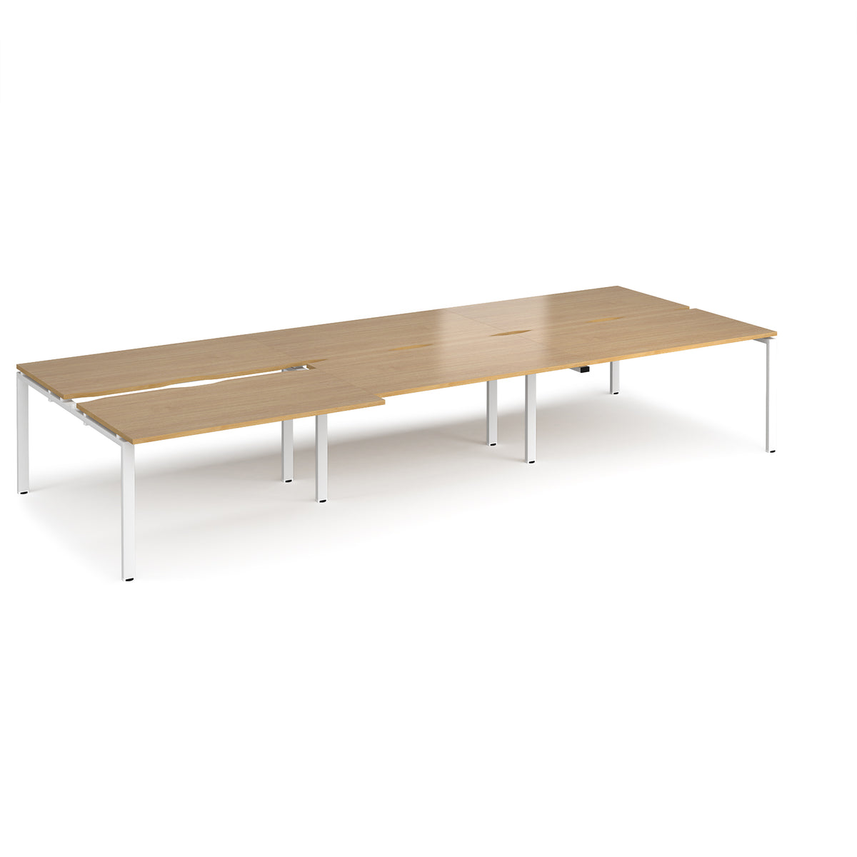 Adapt sliding top triple back to back desks 4200mm x 1600mm - white frame, Oak Top - view 1