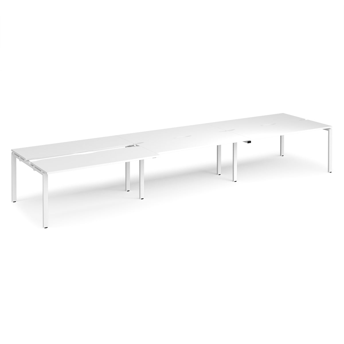 Adapt sliding top triple back to back desks 4800mm x 1200mm - white frame, White Top - view 1