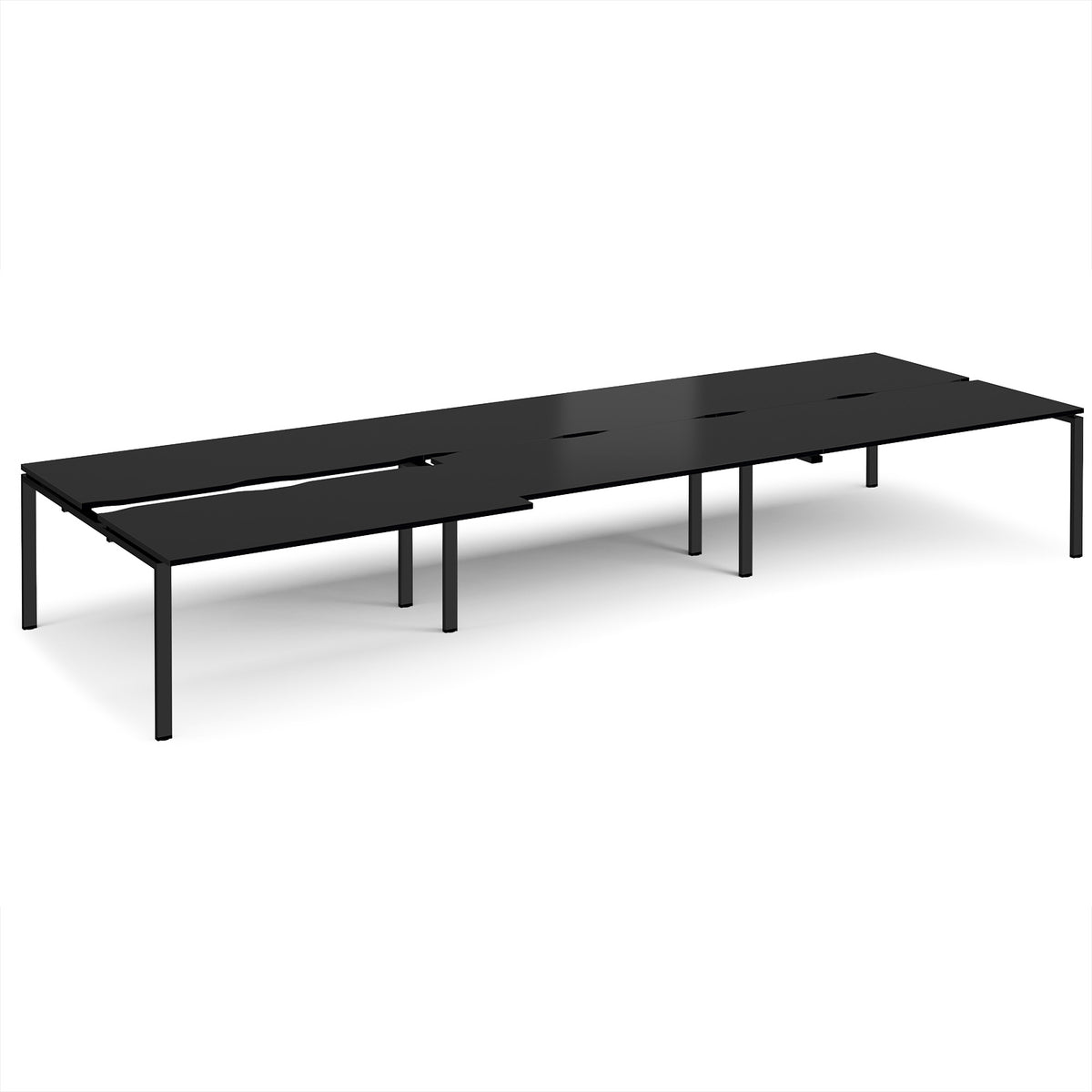 Adapt sliding top triple back to back desks 4800mm x 1600mm - black frame, black top - view 1