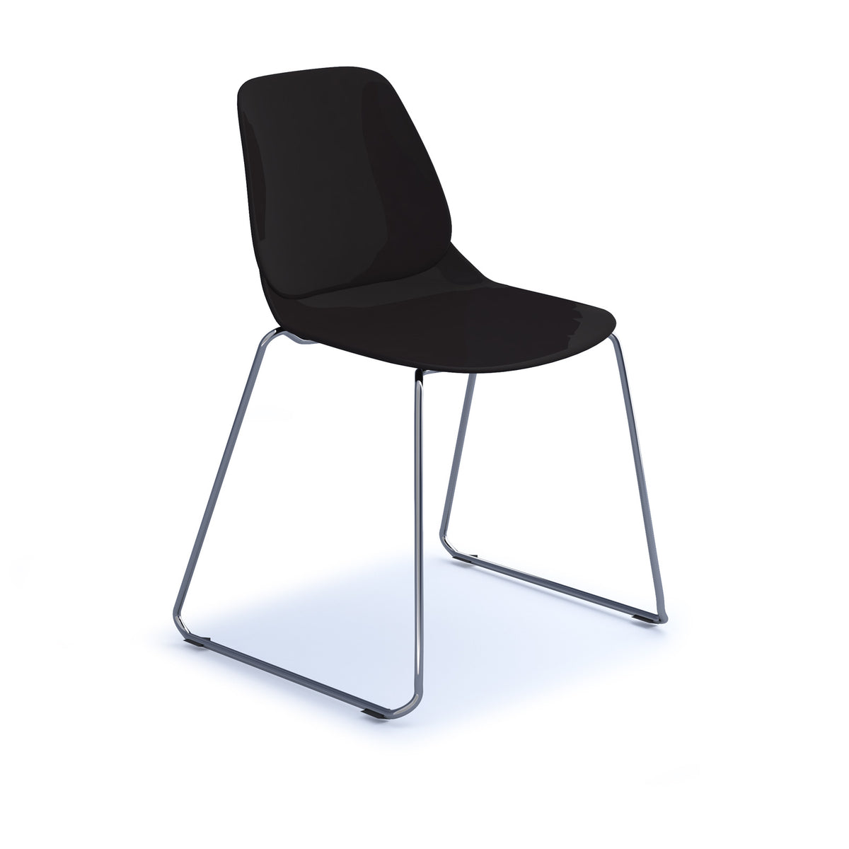 Strut multi-purpose un-upholstered chair with chrome sled frame - black - view 1